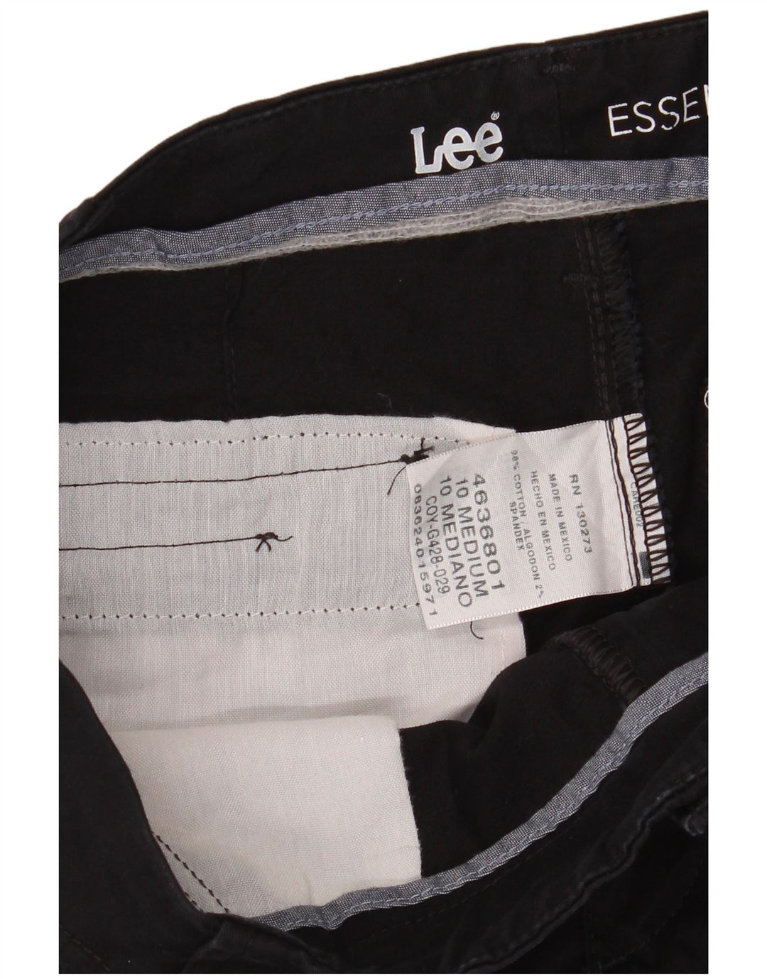 Lee Damen gerade Freizeithose US 10 Large W34 L31 Schwarze Baumwolle