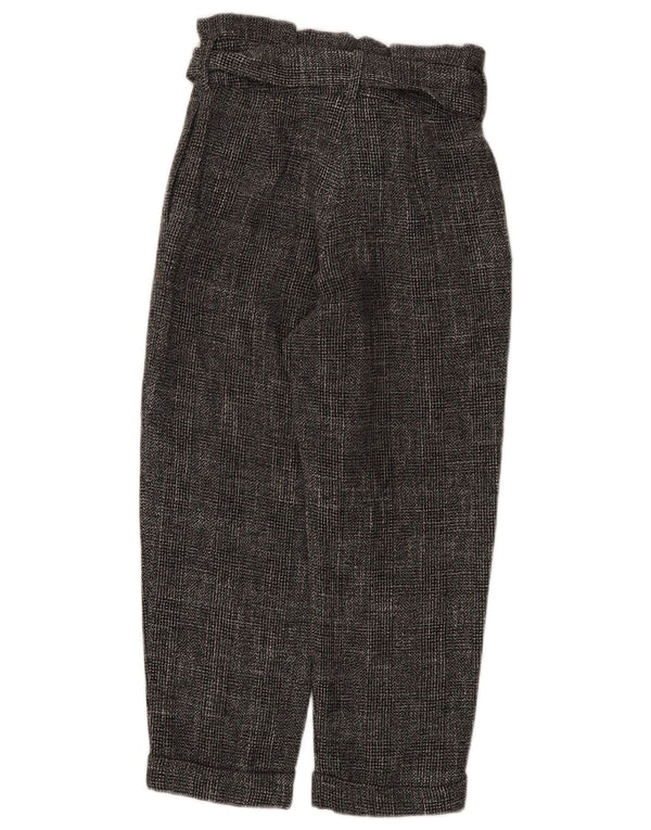 Topshop Damen-Hose mit hoher Taille, kurz geschnitten, UK 6, XS, W26, L23, Schwarz gefleckt