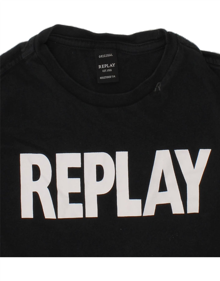 REPLAY Boys Graphic T-Shirt Top 3-4 Years Black Cotton Vintage Replay and Second-Hand Replay from Messina Hembry 