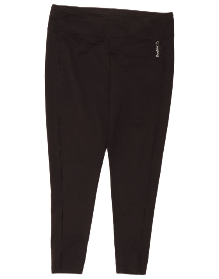 Reebok Damen Leggings UK 20/22 XL Schwarz Polyester