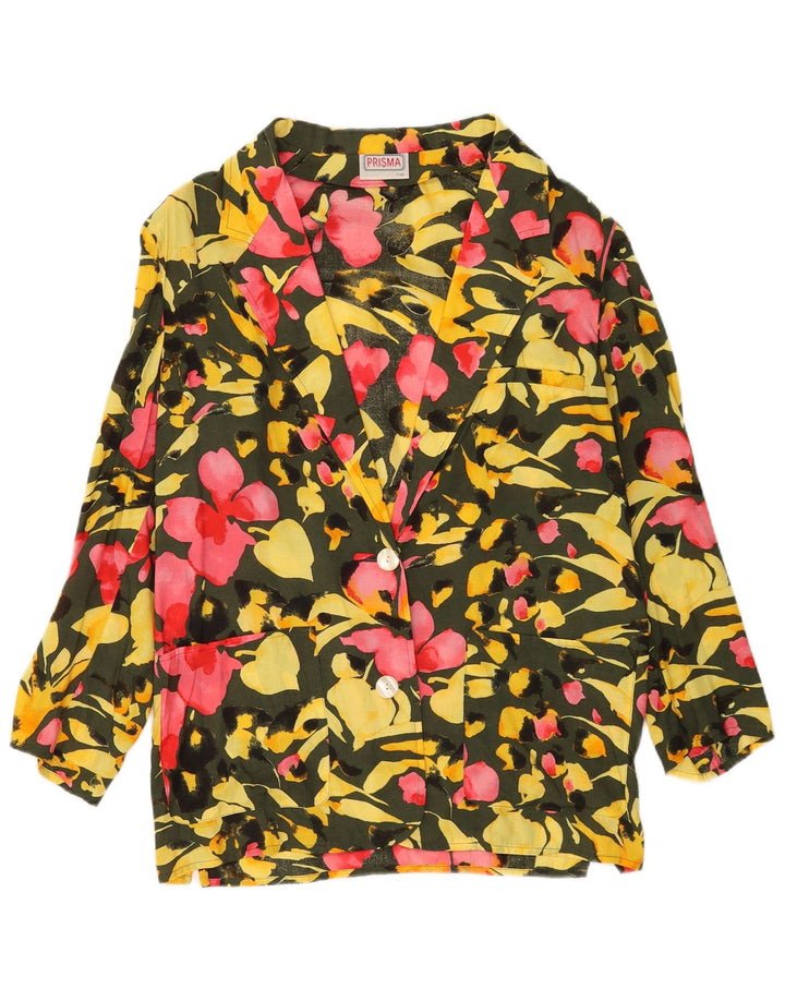 Prisma Damen-Blazer mit 2 Knöpfen, IT 40, klein, mehrfarbig, mit Blumenmuster