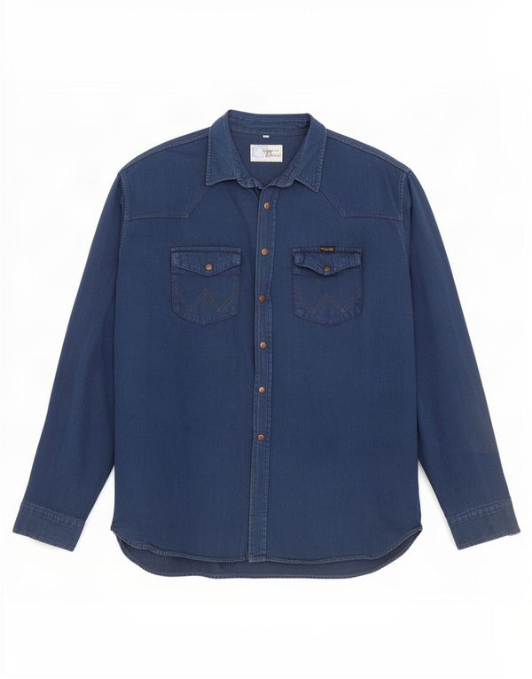 Wrangler Herrenhemd XL Marineblaue Baumwolle