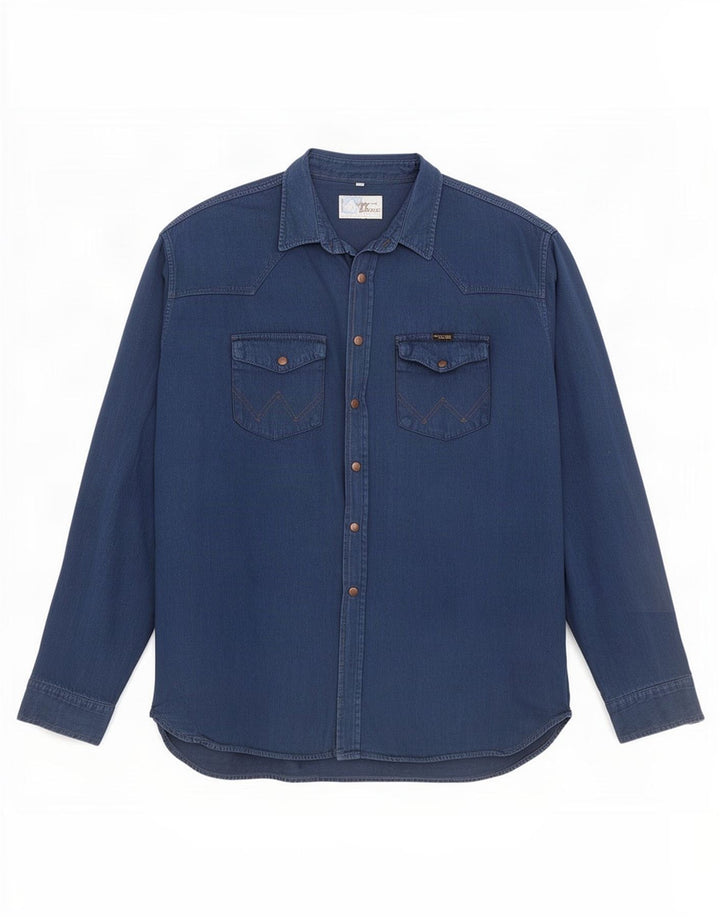 Wrangler Herrenhemd XL Marineblaue Baumwolle