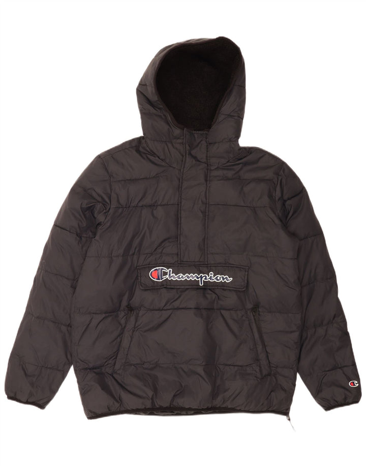 Champion Herren-Anorakjacke mit Kapuze, gepolstert, UK 40, Größe L, Schwarz, Polyamid