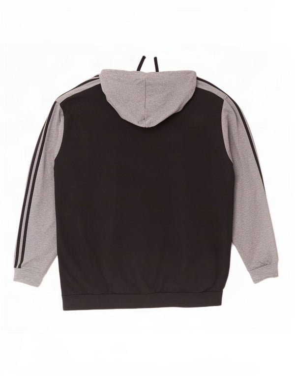 Adidas Herren Zip Hoodie Pullover 4XL Schwarz Colourblock Baumwolle