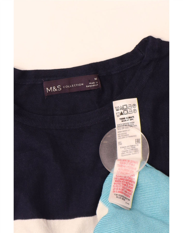 MARKS & SPENCER Damen-Pullover mit U-Boot-Ausschnitt, Gr. 16, Größe L, blau gestreift