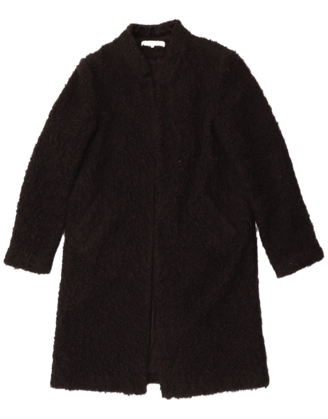 Zara Damen Teddy Open Overcoat UK 14 Medium Schwarz Acryl