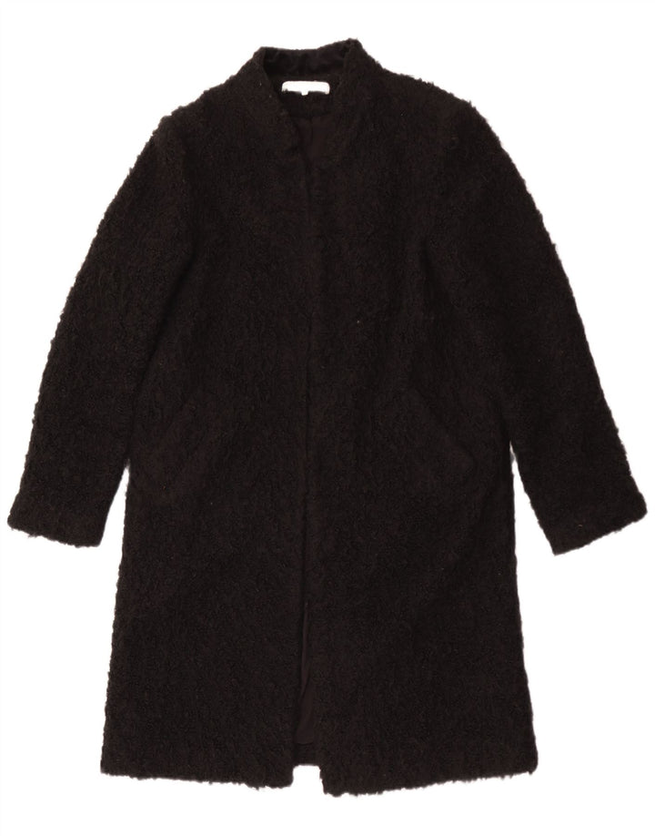 Zara Damen Teddy Open Overcoat UK 14 Medium Schwarz Acryl