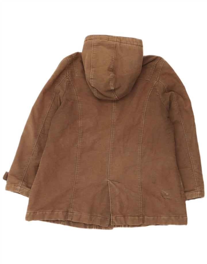 Fat Face Damen Übergroße Duffle-Jacke mit Kapuze, UK 16, Größe L, Braun, Baumwolle