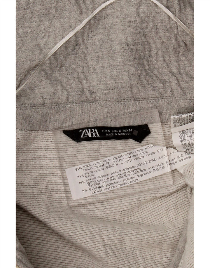 ZARA Womens Oversized 3/4 Sleeve Sweatshirt Jumper UK 10 Small Grey