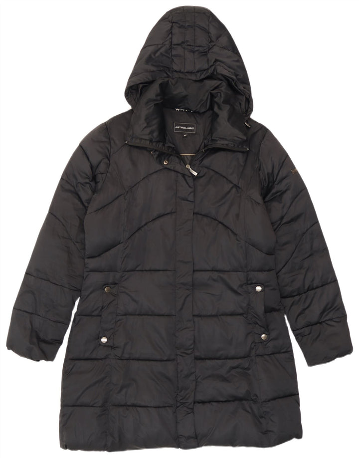 Astrolabio Wattierte Damenjacke mit Kapuze, UK 14, Größe L, Schwarz, Polyester