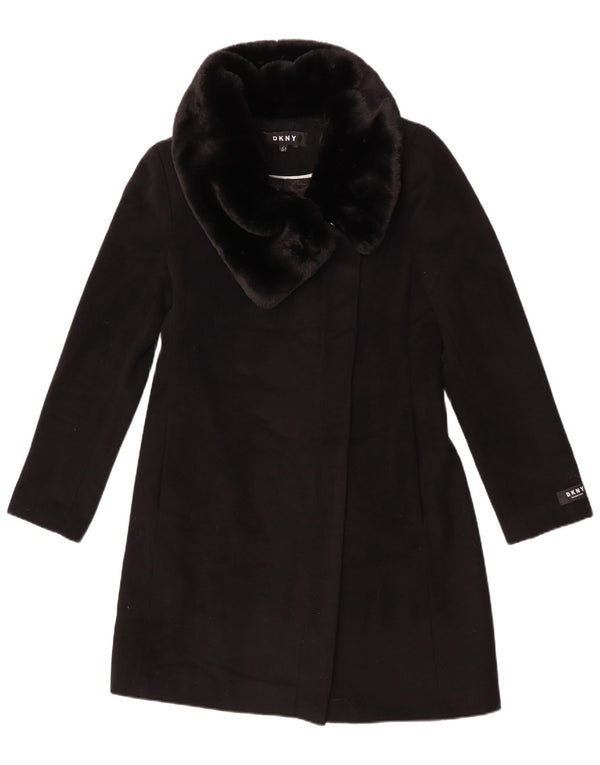 Dkny Damen Mantel UK 10 Small Schwarze Wolle