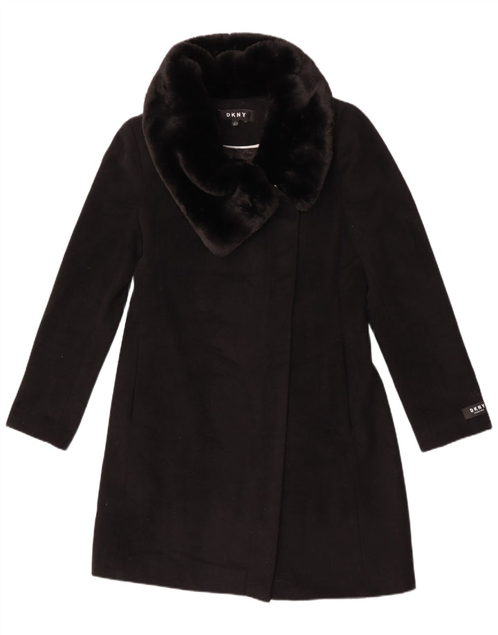 Dkny Damen Mantel UK 10 Small Schwarze Wolle