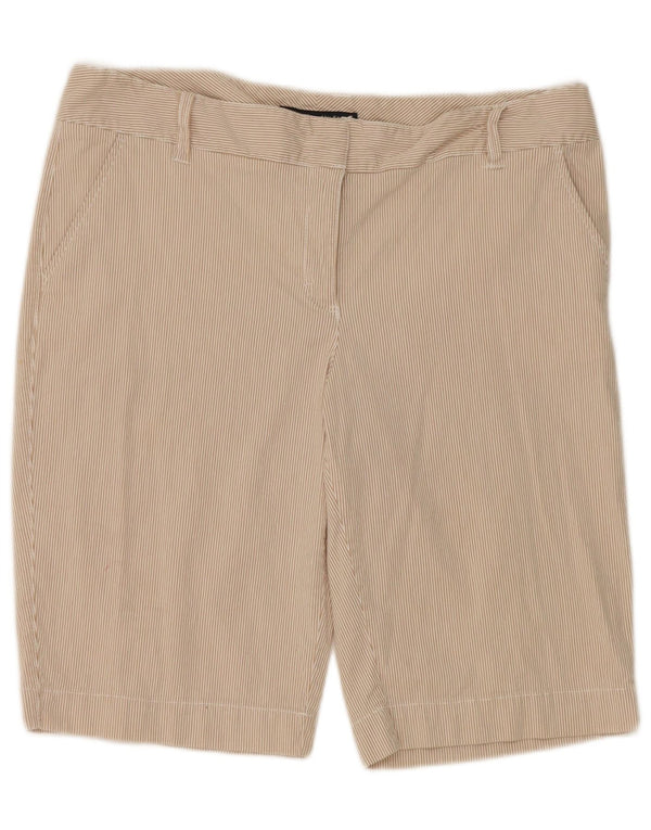Tommy Hilfiger Damen Chino-Shorts US 14 XL W36 Beige Nadelstreifen-Baumwolle