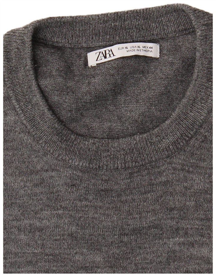 Zara Herren-Pullover mit Rundhalsausschnitt, XL, Grau