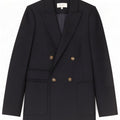 Reiss Damen-Zweireiher-Blazerjacke, Größe S, Marineblau, Wolle
