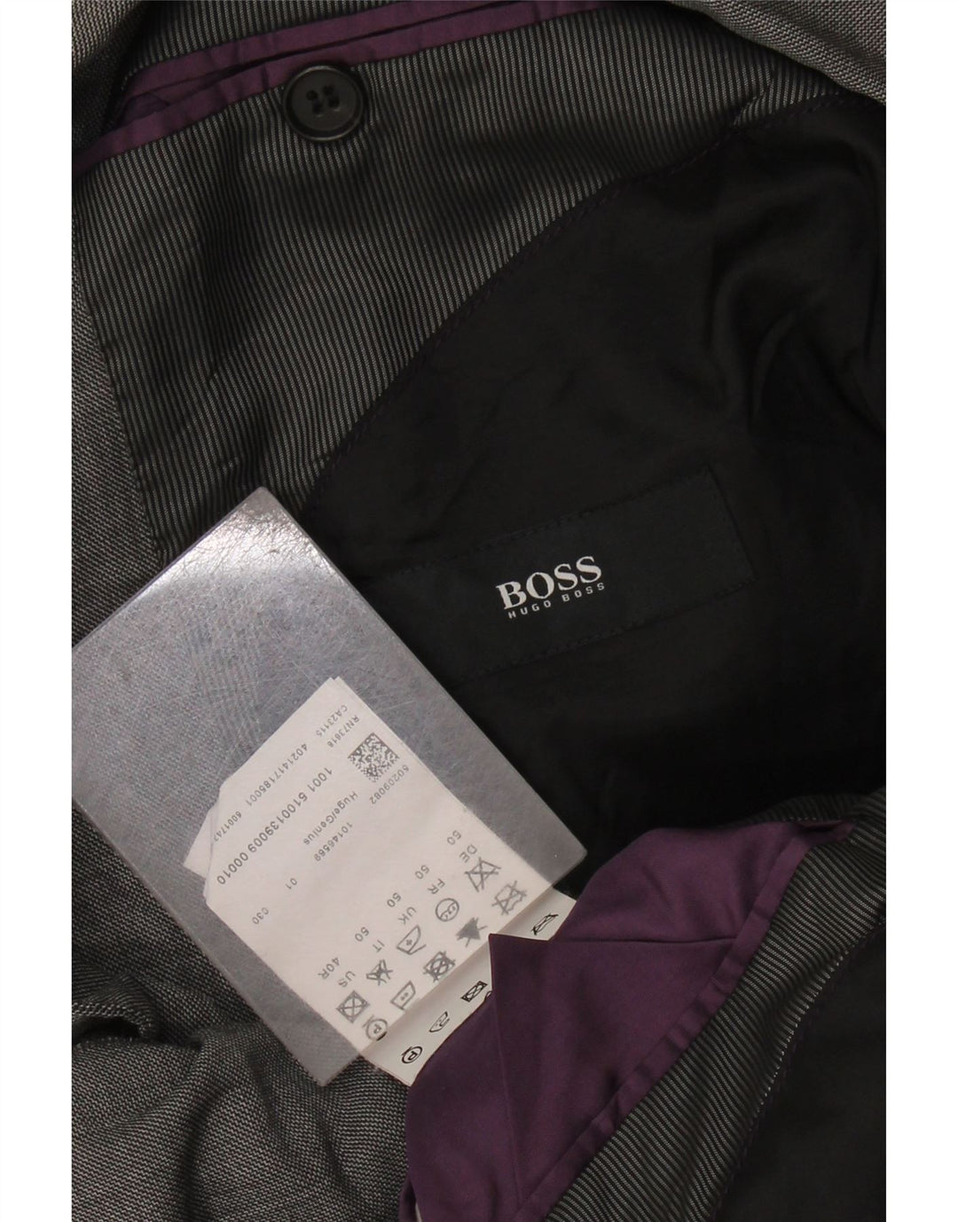 HUGO BOSS Herren-Blazer mit 2 Knöpfen, EU 50, große graue Schurwolle
