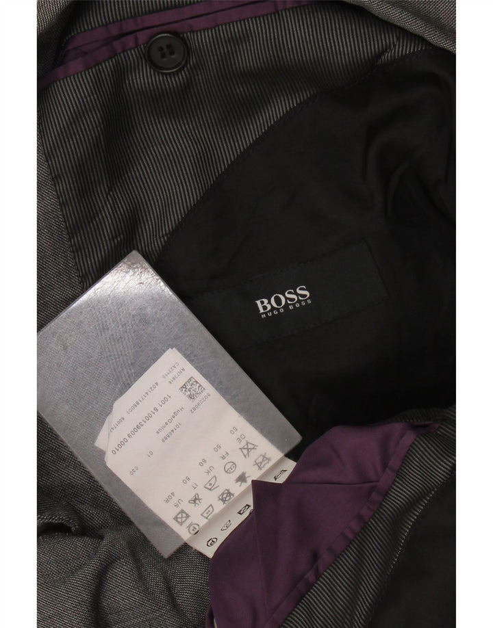 HUGO BOSS Herren-Blazer mit 2 Knöpfen, EU 50, große graue Schurwolle