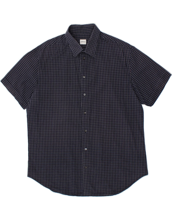 ARMANI COLLEZIONI Herren Kurzarmhemd Größe 45/18 2XL Marineblau