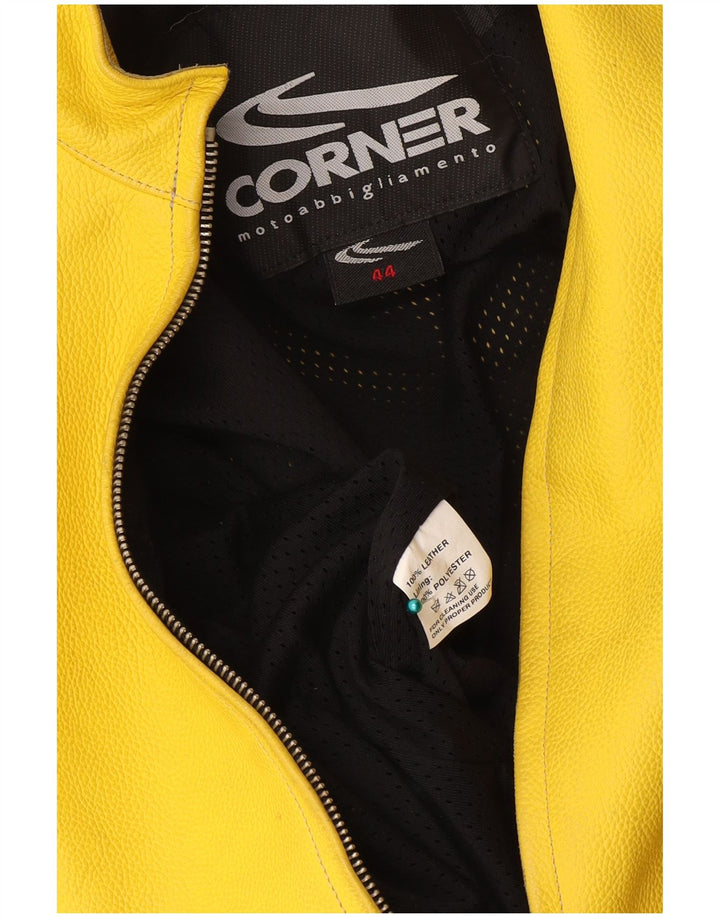 Corner Damen Crop Leder Racer Jacke IT 44 Mittelgelbes Leder