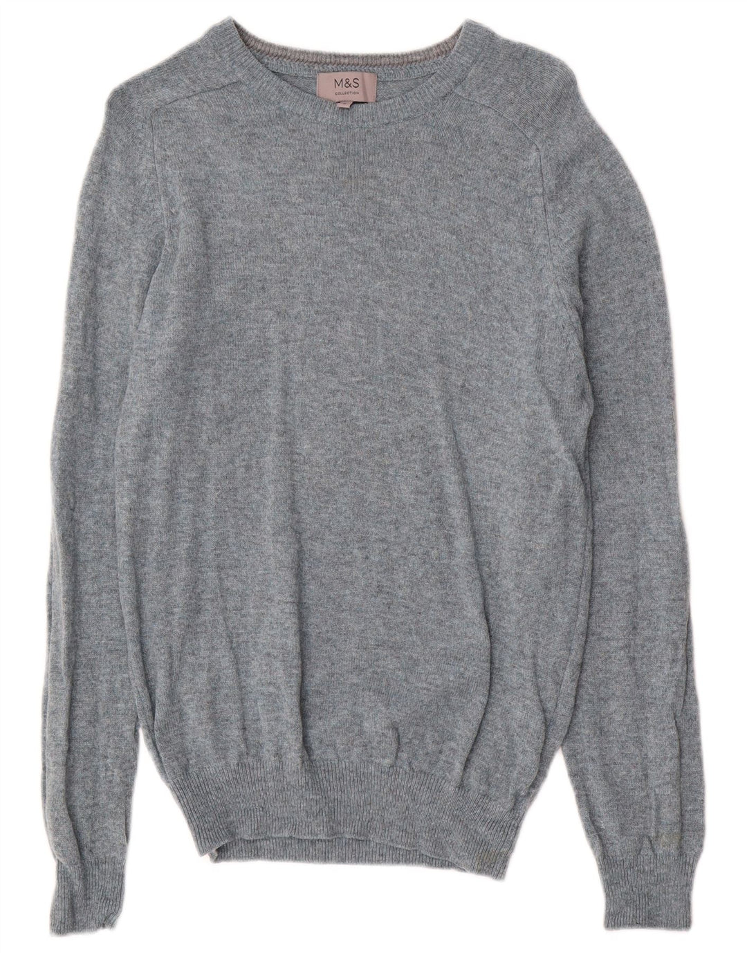 Marks & Spencer Herren-Pullover mit U-Boot-Ausschnitt, klein, blau gefleckte Lammwolle