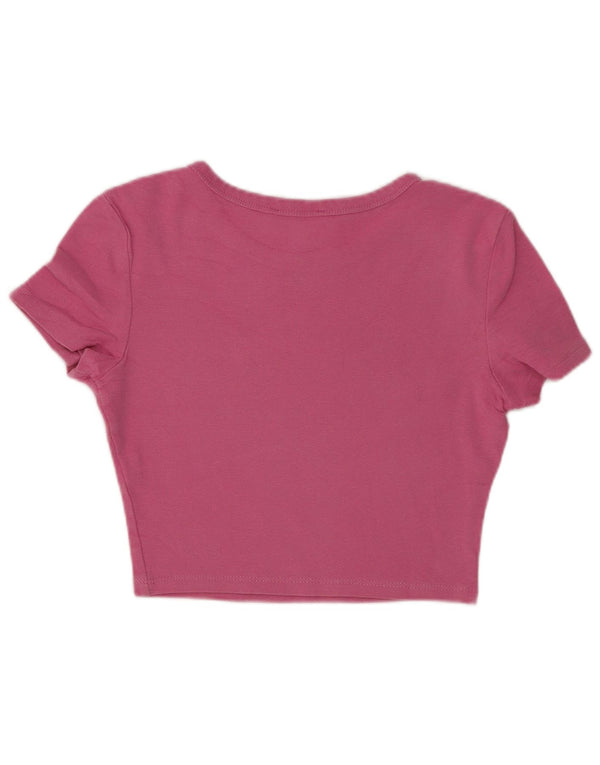 Zara Damen Crop T-Shirt Top UK 8 Small Rosa Baumwolle
