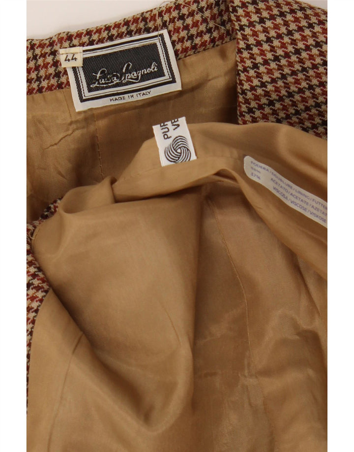 LUISA SPAGNOLI Womens Blazer Jacket IT 44 Medium Brown Houndstooth