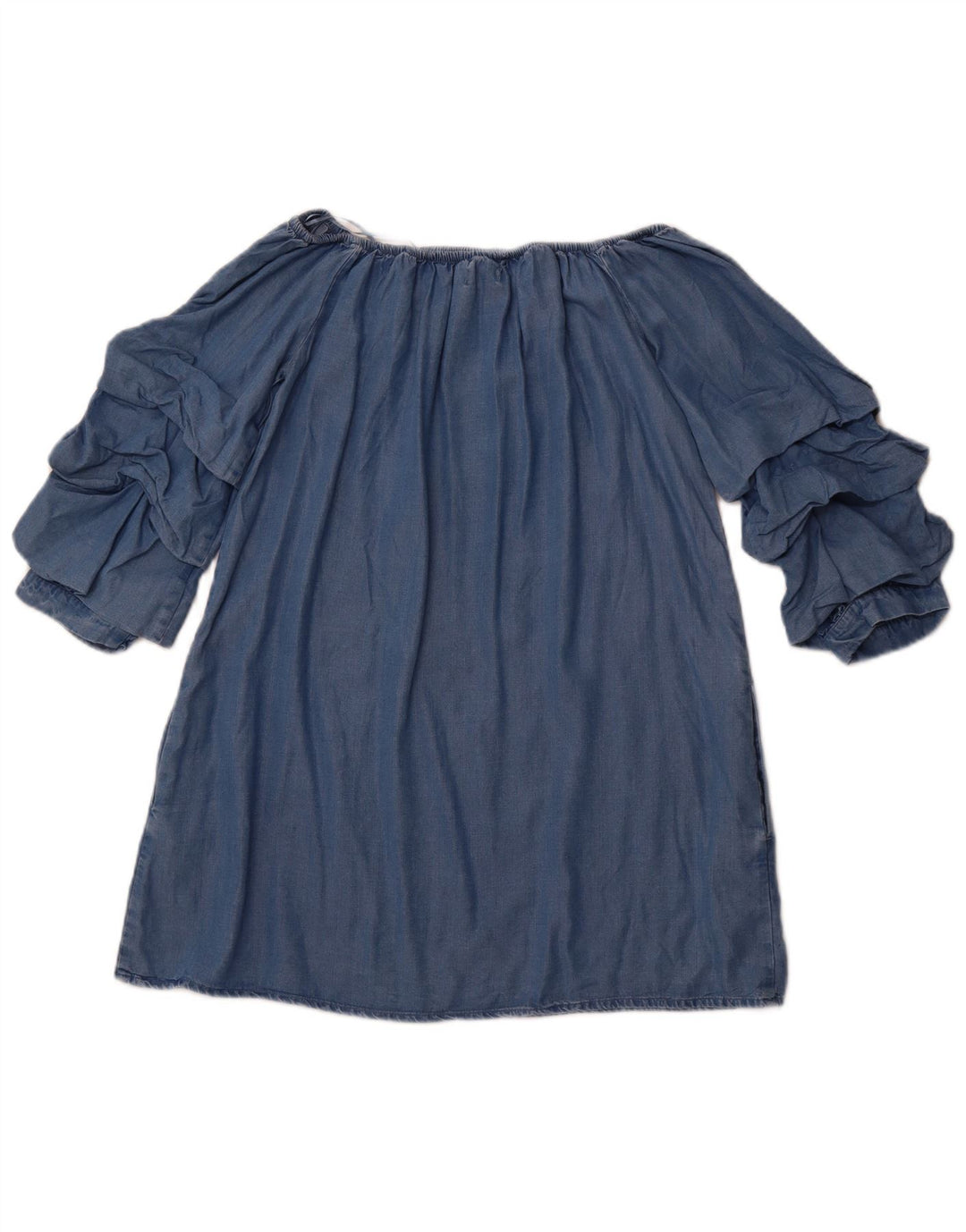 ZARA Damen 3/4-Ärmel schulterfreies Top UK 12 Mittelblau