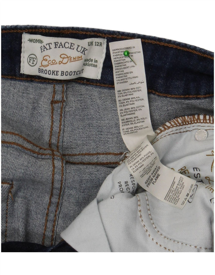 Fat Face Damen Bootcut-Jeans UK 12 Medium W29 L28 Marineblaue Baumwolle