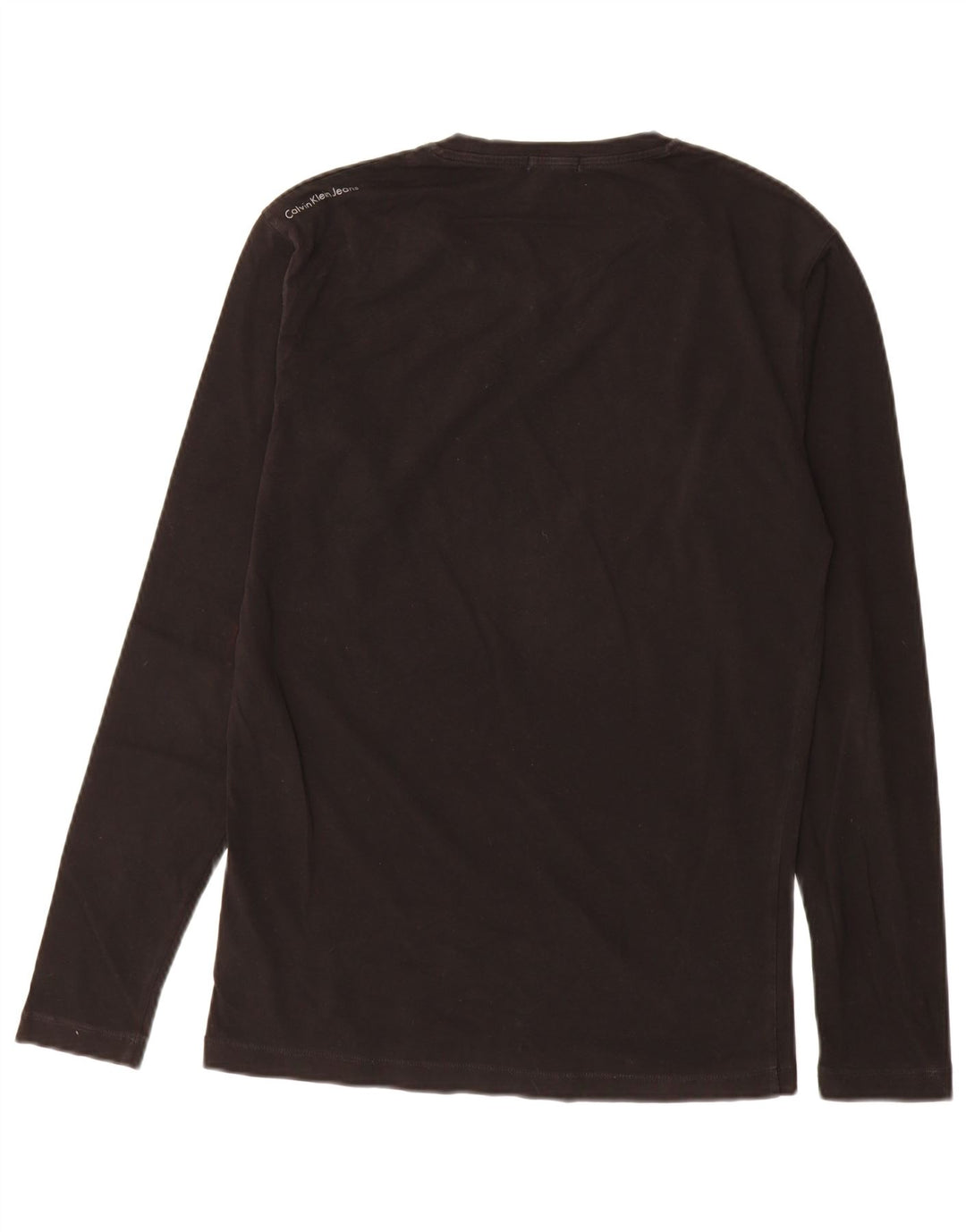 CALVIN KLEIN JEANS Mens Graphic Top Long Sleeve Medium Black Cotton