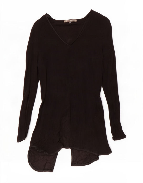 Zara Womens Long Sleeve Blouse Top UK 6 XS Black Viscose