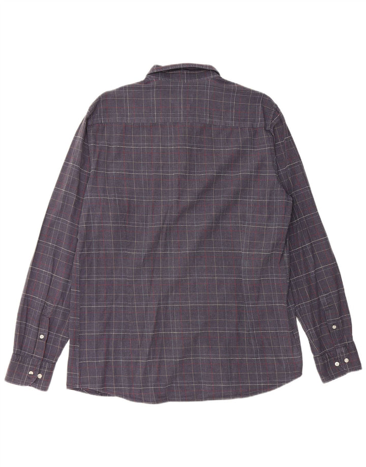 MASSIMO DUTTI Herrenhemd XL Marineblaue Hahnentritt-Baumwolle