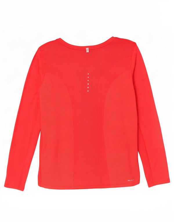 Nike Damen Dri Fit Top Langarm UK 16 Large Rot