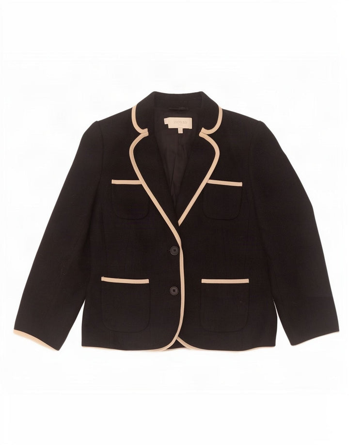 Hobbs Damen-Blazerjacke mit 2 Knöpfen und 3/4-Ärmeln, Gr. 10, Größe S, schwarze Wolle