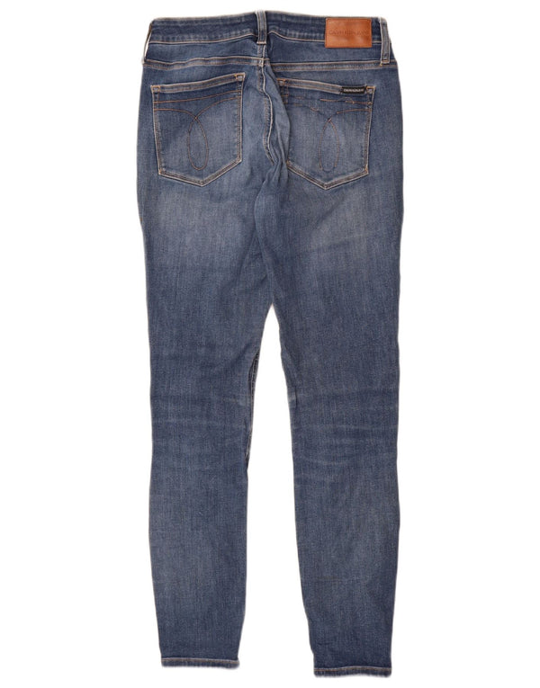 Calvin Klein Damen Distressed Skinny Jeans W29 L30 Blaue Baumwolle