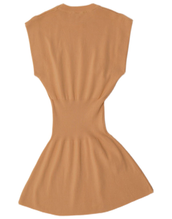 Kurzärmliges Pulloverkleid für Damen von Zara, Gr. 10, Größe S, Beige