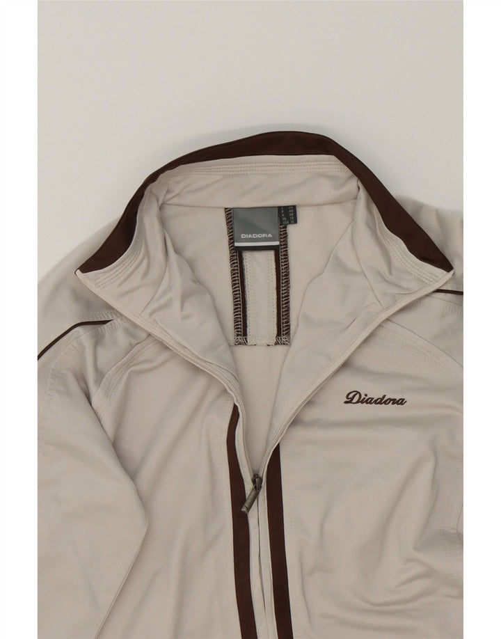DIADORA Womens Tracksuit Top Jacket UK 12 Medium  Beige Polyester Vintage Diadora and Second-Hand Diadora from Messina Hembry 