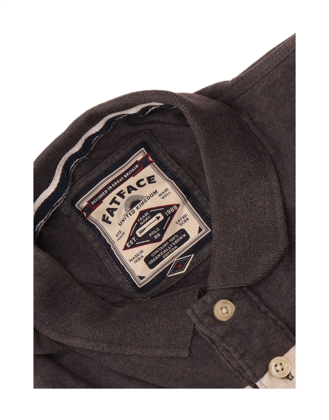 Fat Face Herren-Poloshirt aus mittelgrauer, gestreifter Baumwolle