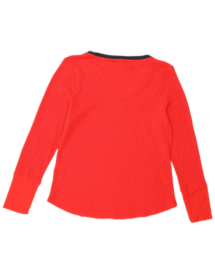 TOMMY HILFIGER Damen Top Langarm UK 16 Große rote Baumwolle