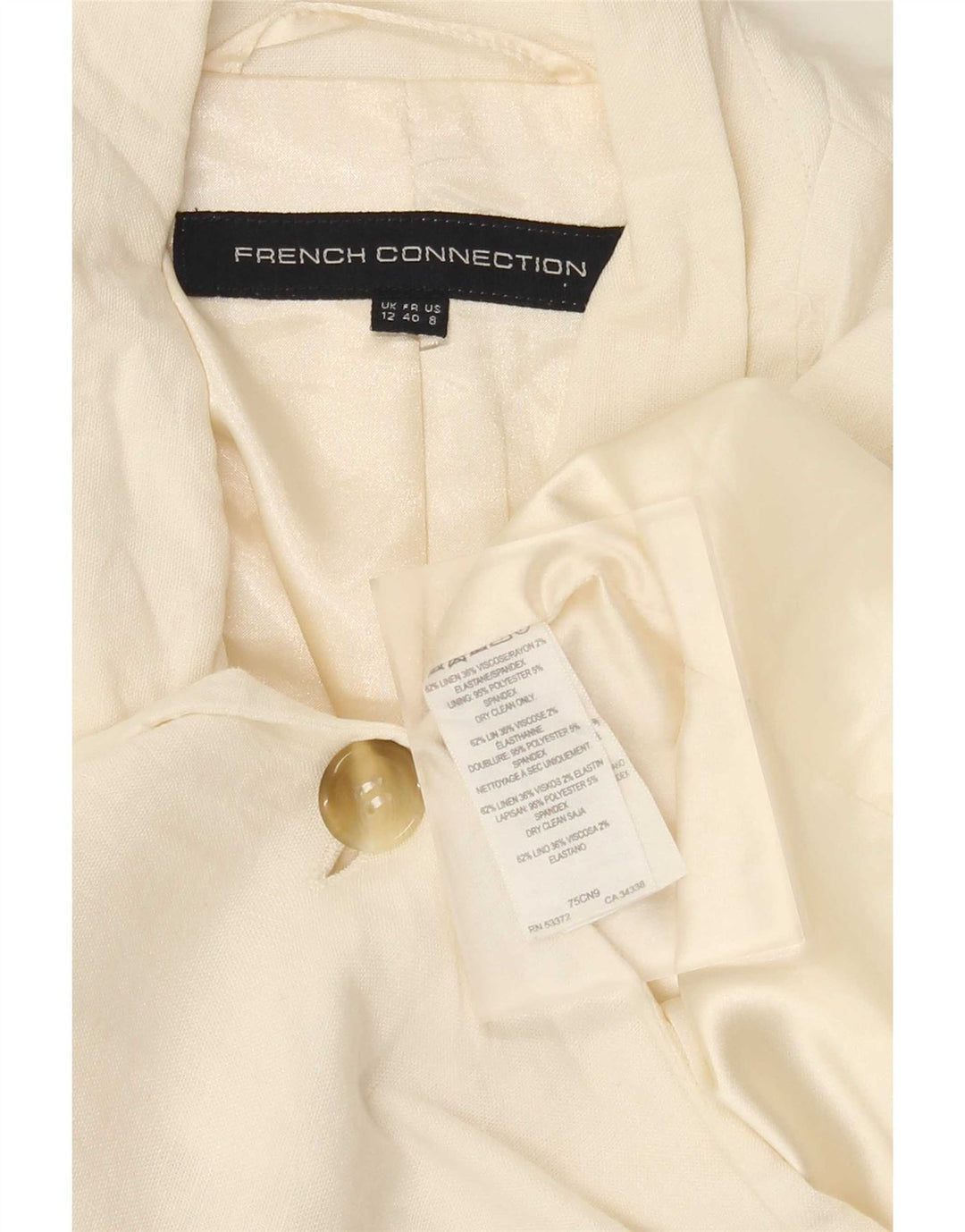 French Connection Damen-Blazer mit 1 Knopf, UK 12, mittelweißes Leinen