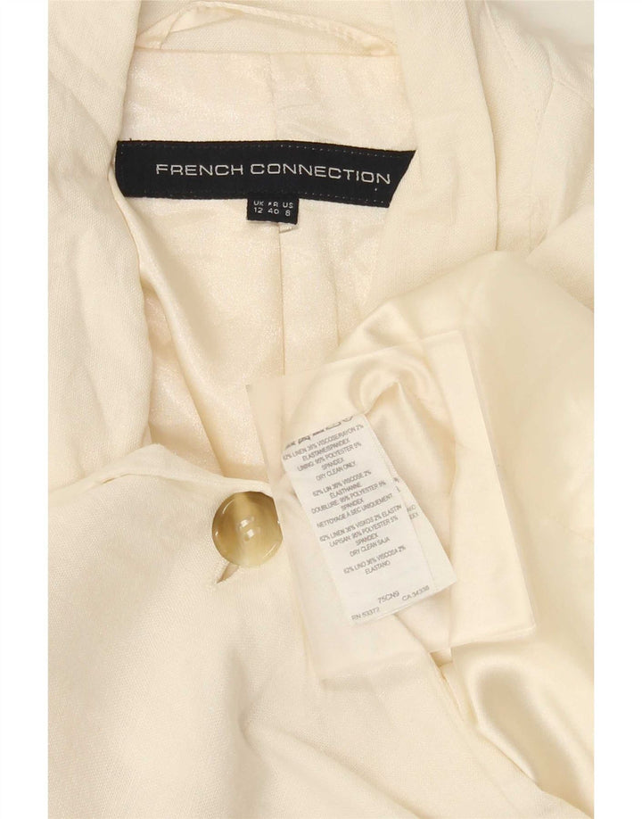 French Connection Damen-Blazer mit 1 Knopf, UK 12, mittelweißes Leinen