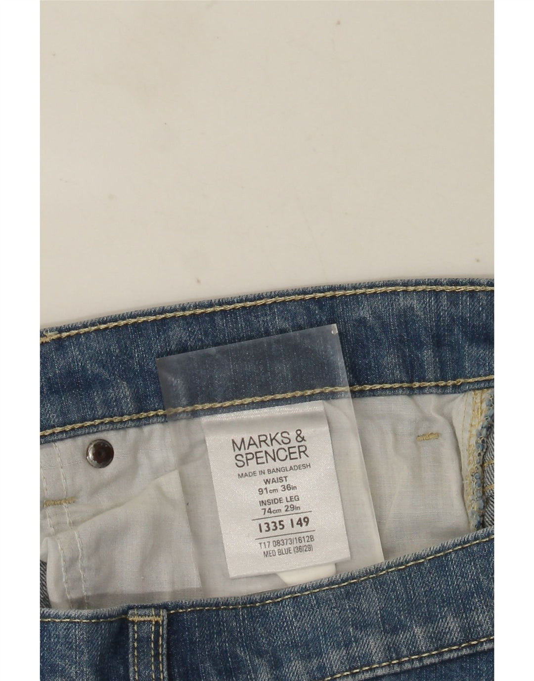 MARKS & SPENCER Herren Blue Harbor Straight Jeans W36 L29 Blaue Baumwolle
