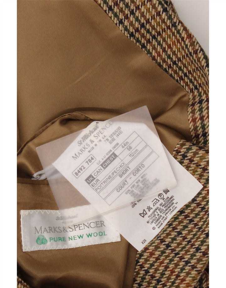 Marks & Spencer Herren-Blazer mit 2 Knöpfen, UK 44, 2XL, brauner Hahnentrittmuster