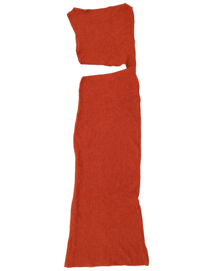 Zara Damen Maxi-Bodycon-Kleid mit Cut-out, mittelbraun, Polyester