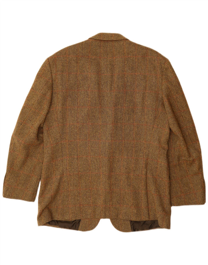 HUGO BOSS Herren 2-Knopf-Blazerjacke EU 56 3XL Braun karierte Schurwolle