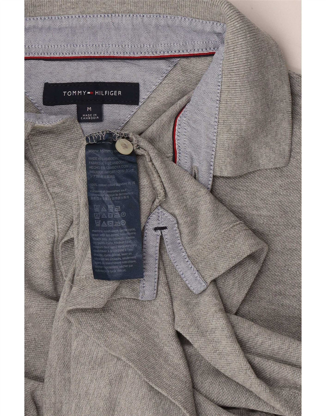 Tommy Hilfiger Herren-Poloshirt aus mittelgrauer Baumwolle