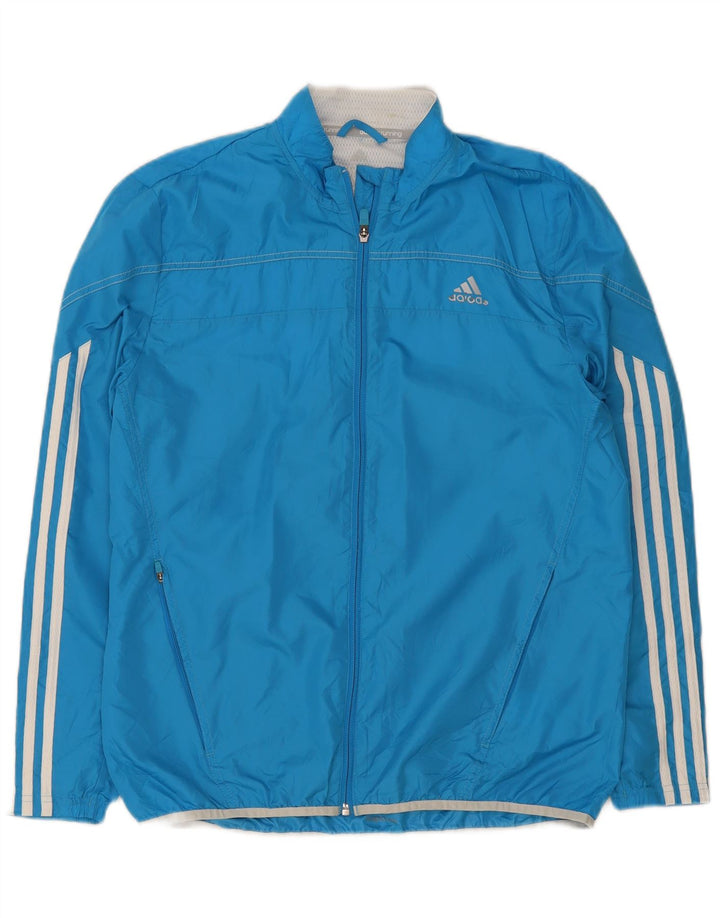Adidas Herren-Trainingsanzug-Top-Jacke aus mittelblauem Polyester