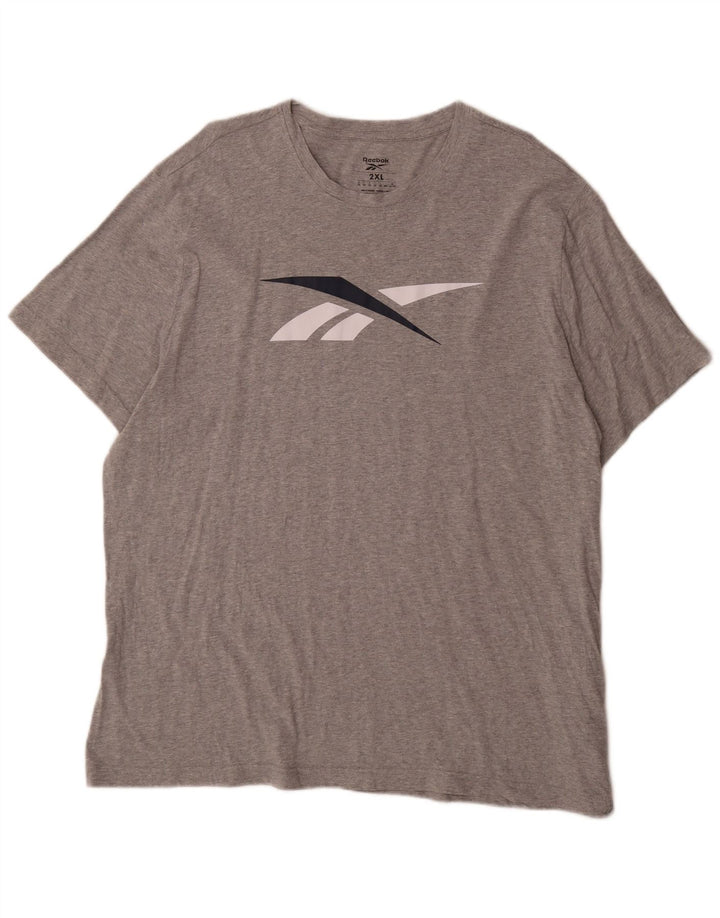 Reebok Herren Grafik T-Shirt Top 2XL Grau Baumwolle