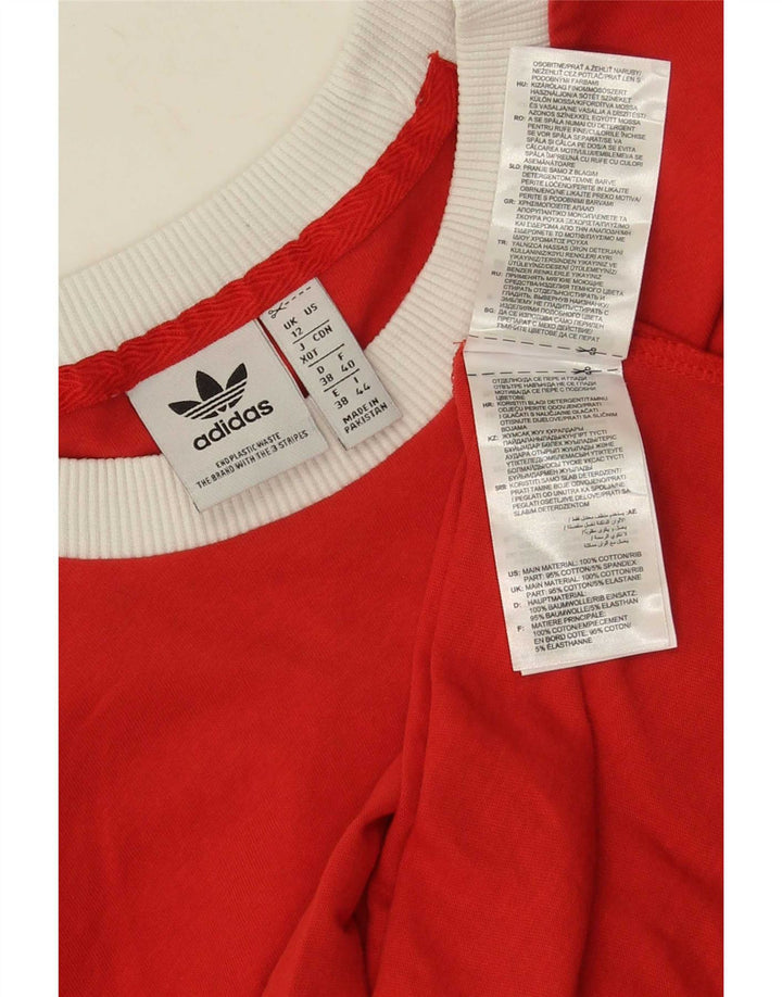 Adidas Damen T-Shirt Top UK 12 Mittelrote Baumwolle