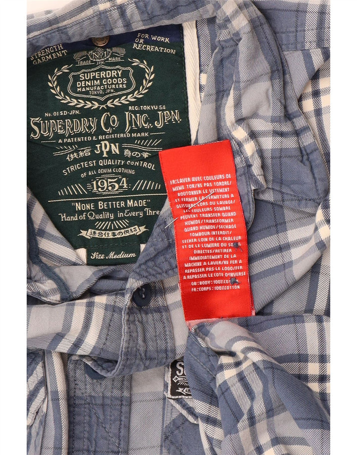 Superdry Herren-Flanellhemd aus mittelblau karierter Baumwolle